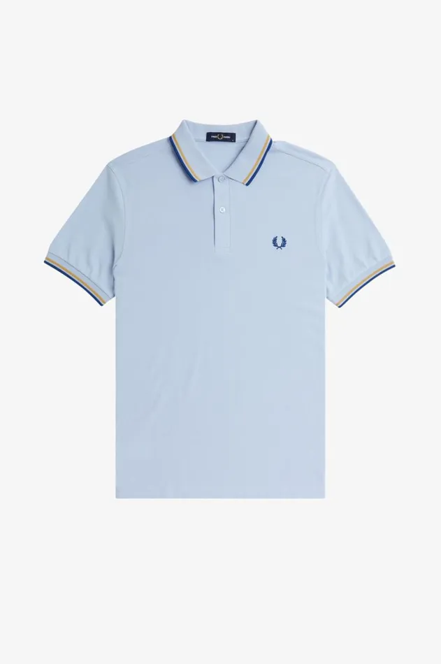 Men The Fred Perry Shirt Fred Perry M3600 Light Smokehoneycombshaded Cobalt