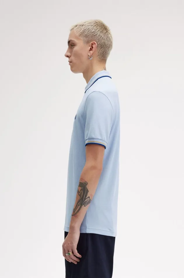 Men The Fred Perry Shirt Fred Perry M3600 Light Smokehoneycombshaded Cobalt