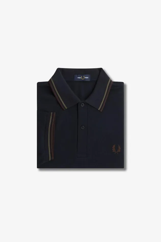 Men The Fred Perry Shirt Fred Perry M3600 Navylaurel Wreath Greencarrington Brick