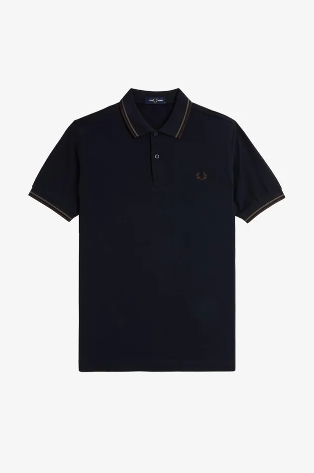 Men The Fred Perry Shirt Fred Perry M3600 Navylaurel Wreath Greencarrington Brick