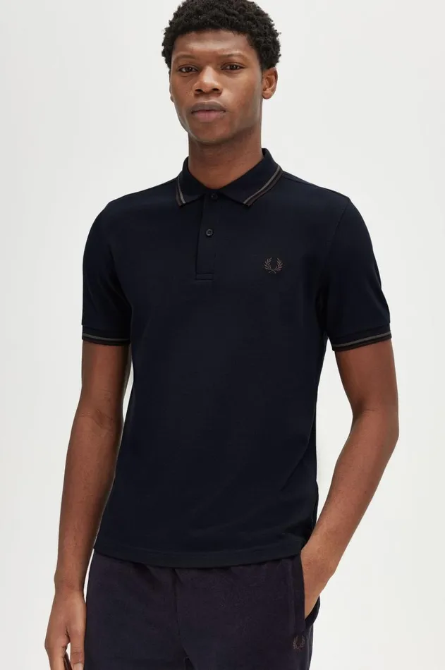 Men The Fred Perry Shirt Fred Perry M3600 Navylaurel Wreath Greencarrington Brick