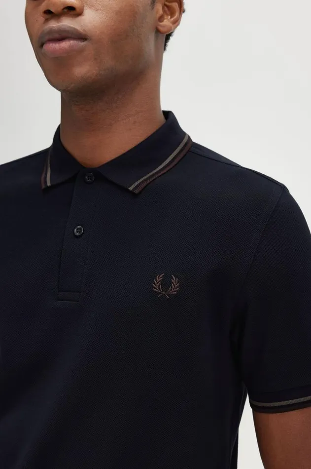 Men The Fred Perry Shirt Fred Perry M3600 Navylaurel Wreath Greencarrington Brick