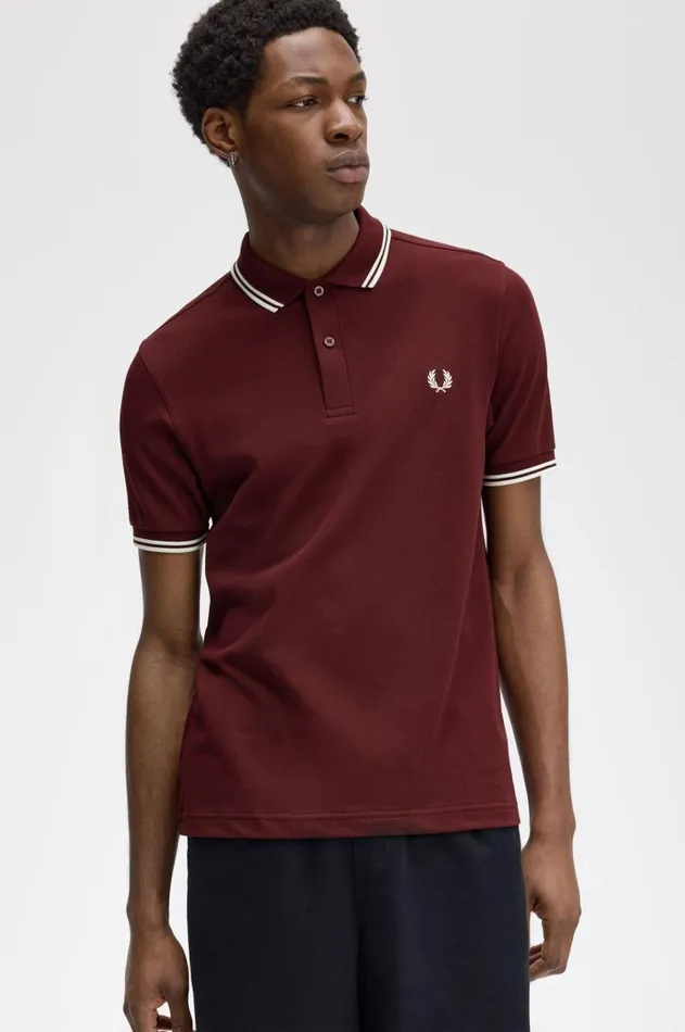 Men The Fred Perry Shirt Fred Perry M3600 Oxbloodecruecru
