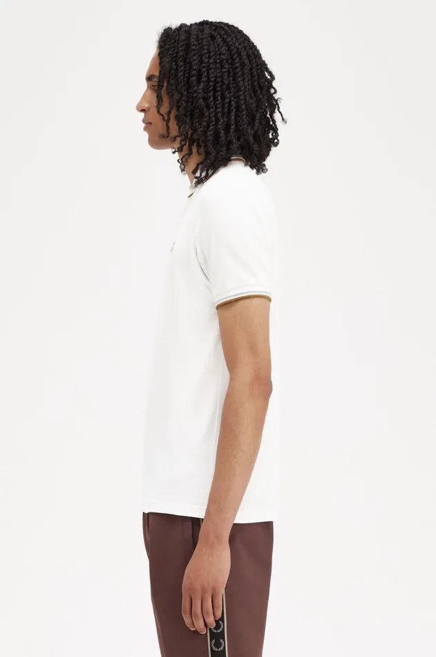 Men The Fred Perry Shirt Fred Perry M3600 Snow Whitesilver Bluedark Caramel