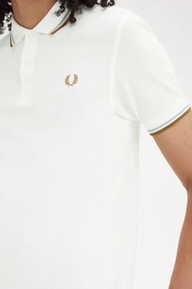 Men The Fred Perry Shirt Fred Perry M3600 Snow Whitesilver Bluedark Caramel