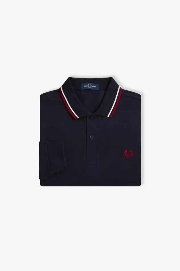 Men The Fred Perry Shirt Fred Perry M3636 Navysnow Whiteburnt Red