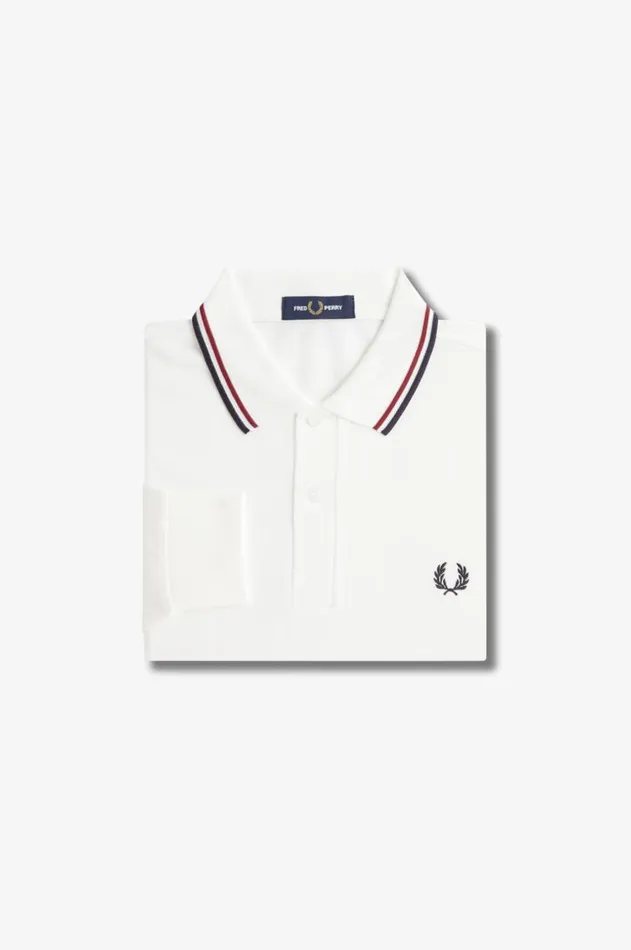Men The Fred Perry Shirt Fred Perry M3636 Snow Whiteburnt Rednavy