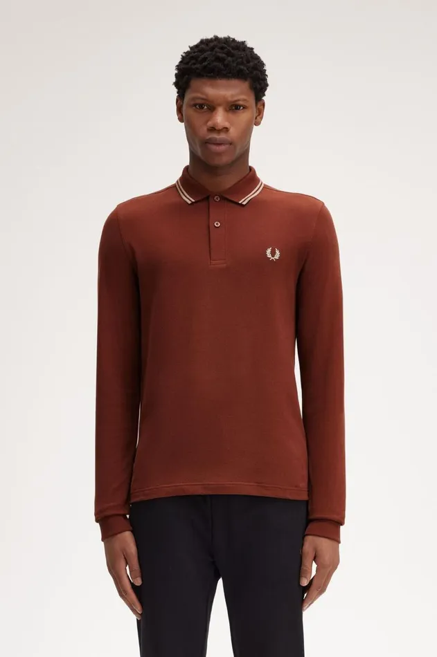 Men The Fred Perry Shirt Fred Perry M3636 Whisky Brownporridge Marlporridge Marl