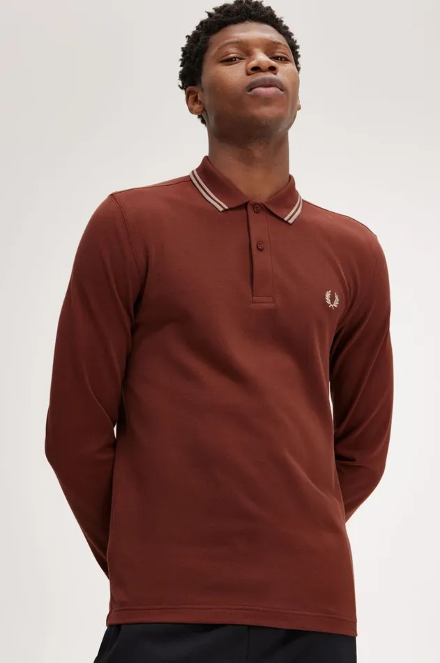 Men The Fred Perry Shirt Fred Perry M3636 Whisky Brownporridge Marlporridge Marl