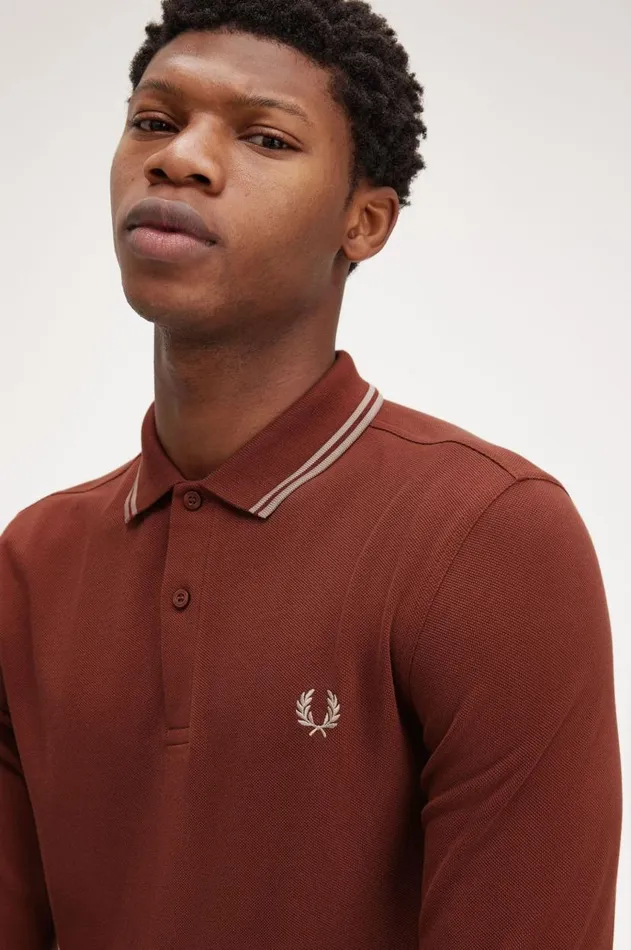 Men The Fred Perry Shirt Fred Perry M3636 Whisky Brownporridge Marlporridge Marl
