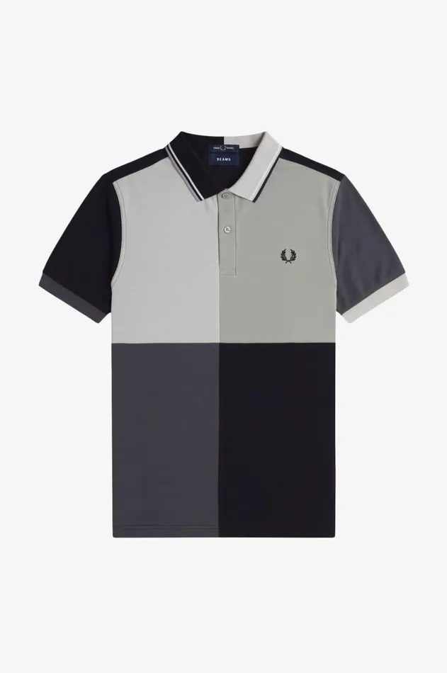 Men The Fred Perry Shirt Fred Perry Patchwork Fred Perry Shirt Black