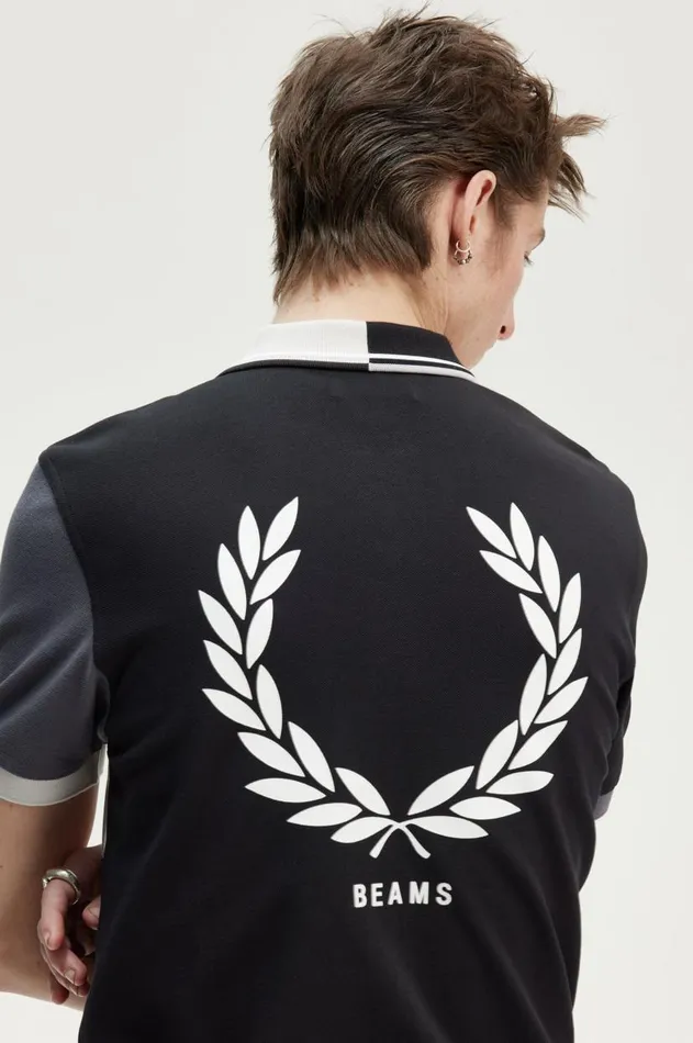 Men The Fred Perry Shirt Fred Perry Patchwork Fred Perry Shirt Black