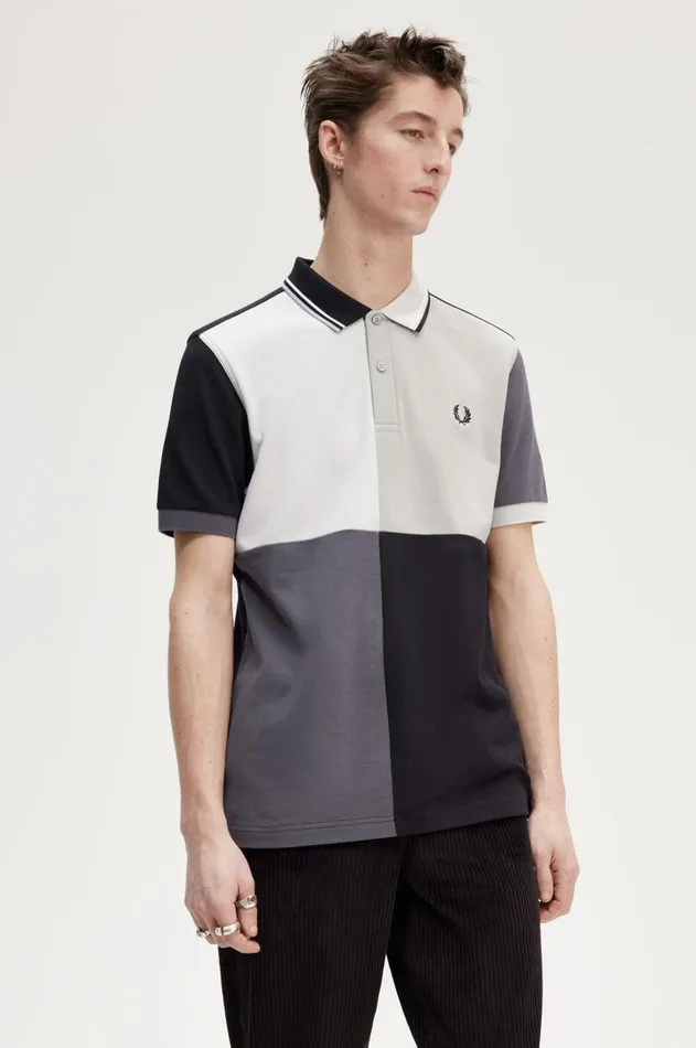 Men The Fred Perry Shirt Fred Perry Patchwork Fred Perry Shirt Black