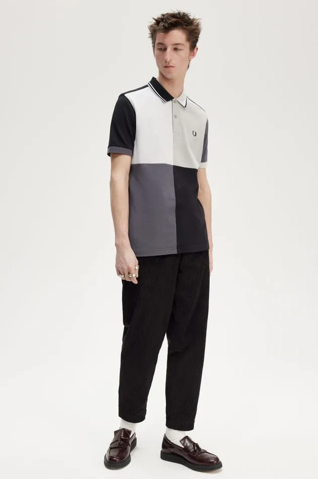 Men The Fred Perry Shirt Fred Perry Patchwork Fred Perry Shirt Black