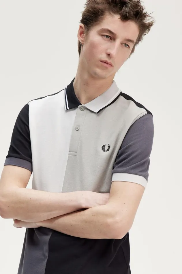 Men The Fred Perry Shirt Fred Perry Patchwork Fred Perry Shirt Black