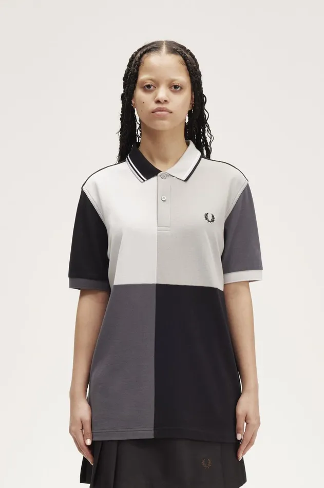 Men The Fred Perry Shirt Fred Perry Patchwork Fred Perry Shirt Black