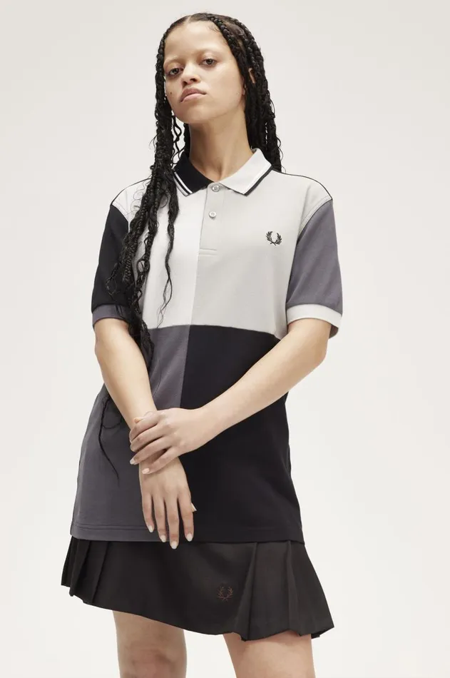Men The Fred Perry Shirt Fred Perry Patchwork Fred Perry Shirt Black