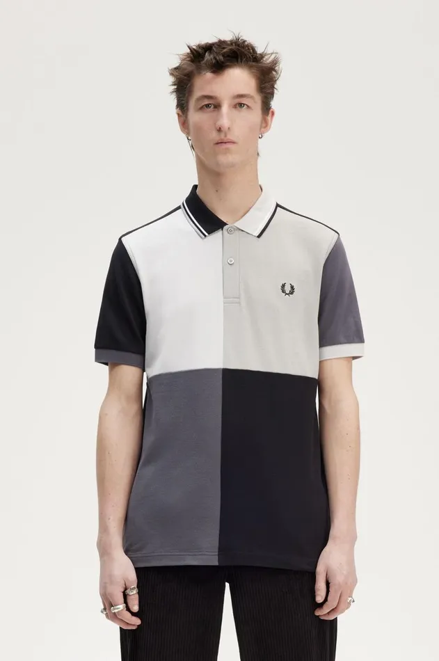 Men The Fred Perry Shirt Fred Perry Patchwork Fred Perry Shirt Black