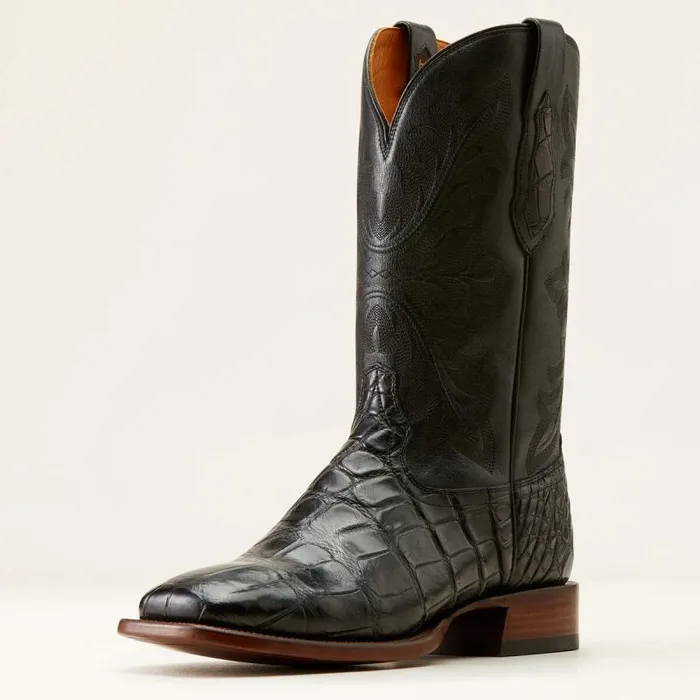 Men Western Boots Ariat Bench Made Bassett Western Boot Black American Alligator Men Western Boots Ariat Bench Made Bassett Western Boot Black American Alligator