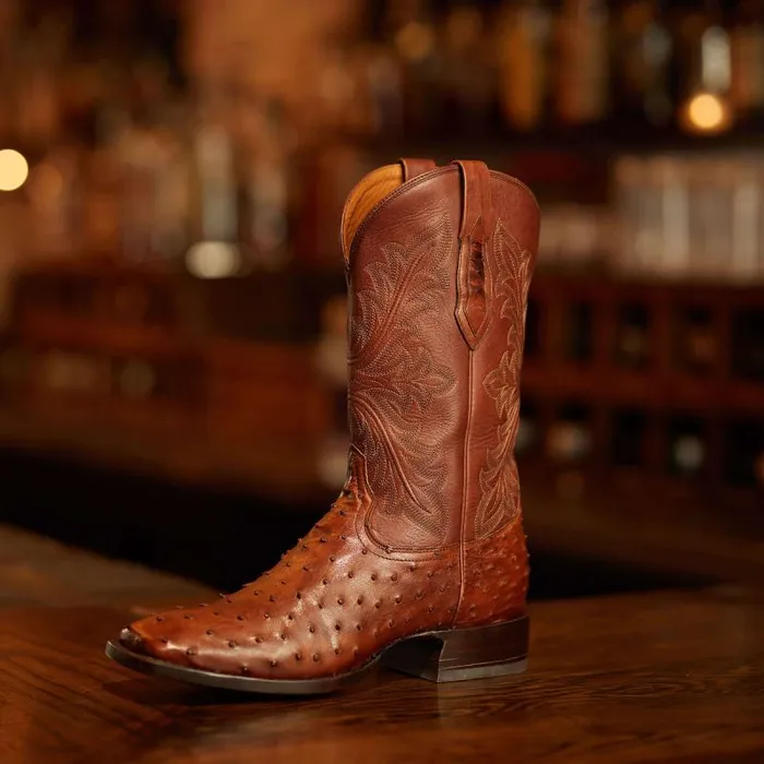 Men Western Boots Ariat Bench Made Bassett Western Boot Bourbon Full Quill Ostrich