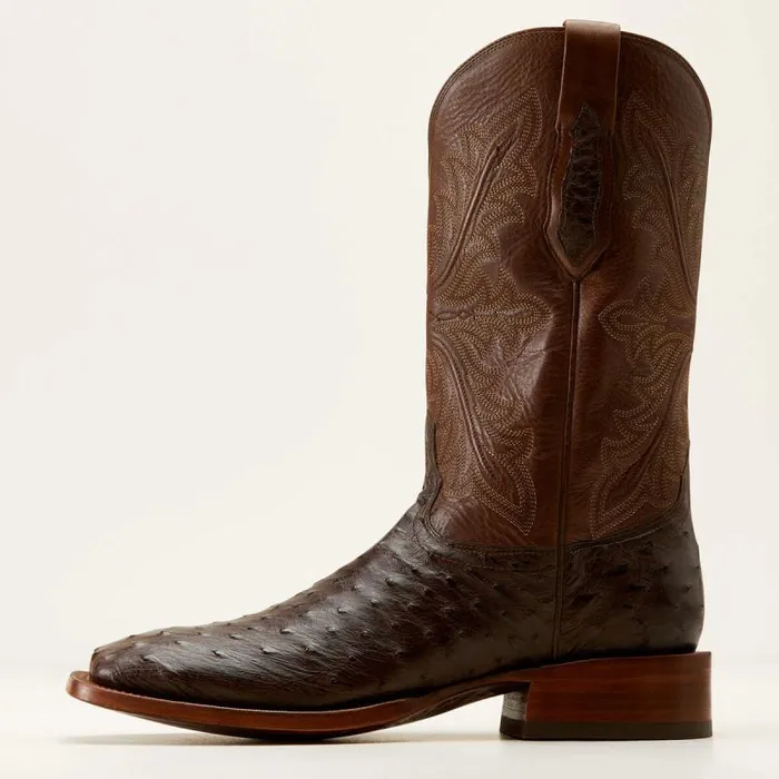 Men Western Boots Ariat Bench Made Bassett Western Boot Espresso Full Quill Ostrich