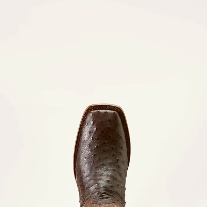Men Western Boots Ariat Bench Made Bassett Western Boot Espresso Full Quill Ostrich