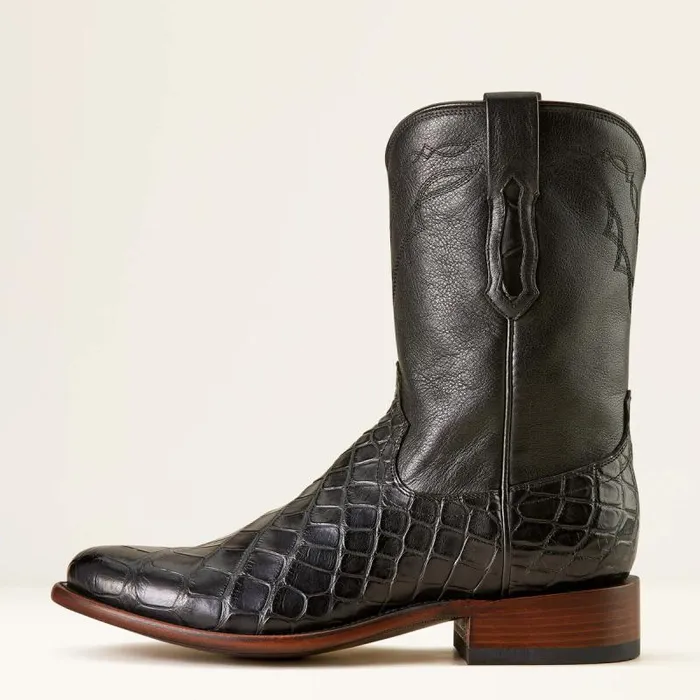 Men Western Boots Ariat Bench Made Clanton Western Boot Black American Alligatormidnight Black