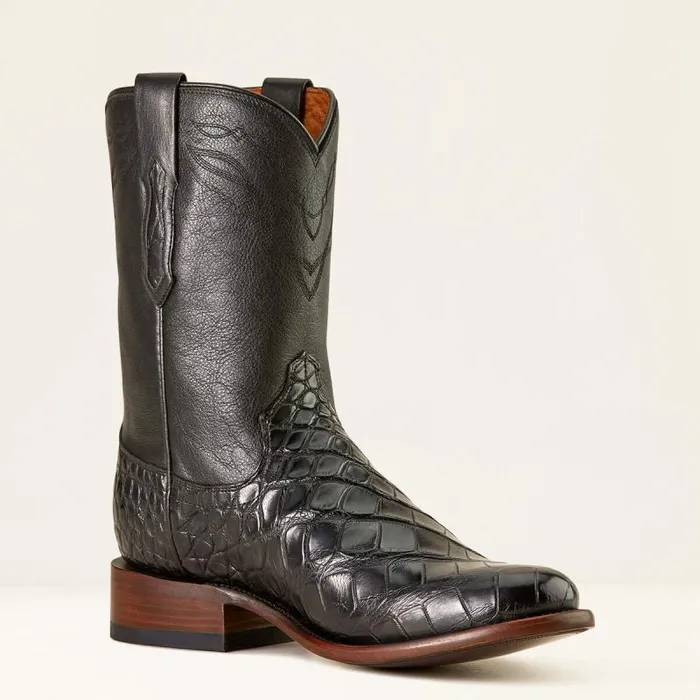 Men Western Boots Ariat Bench Made Clanton Western Boot Black American Alligatormidnight Black