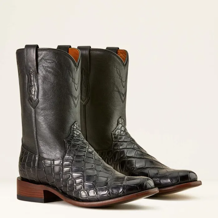Men Western Boots Ariat Bench Made Clanton Western Boot Black American Alligatormidnight Black