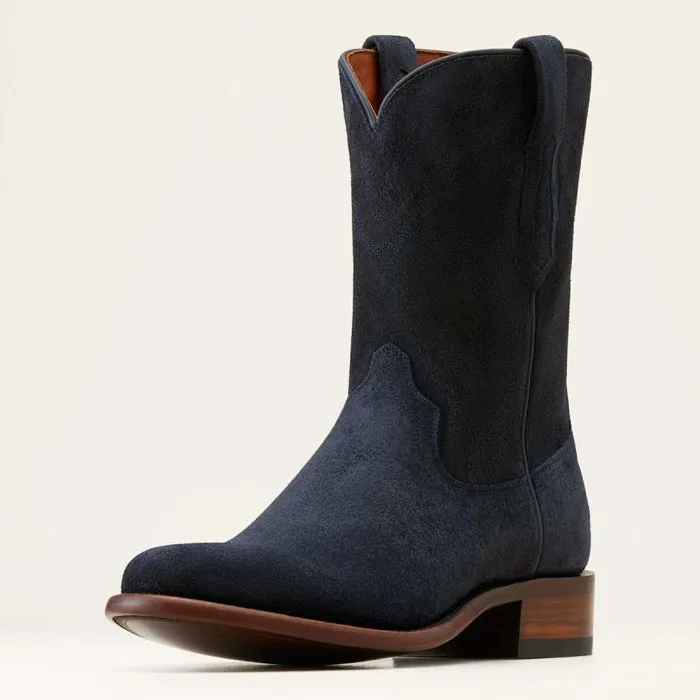 Men Western Boots Ariat Bench Made Clanton Western Boot Oiled Navy Roughout