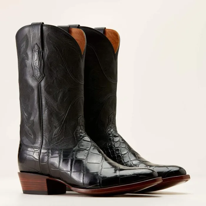 Men Western Boots Ariat Bench Made James Western Boot Black American Alligator Men Western Boots Ariat Bench Made James Western Boot Black American Alligator