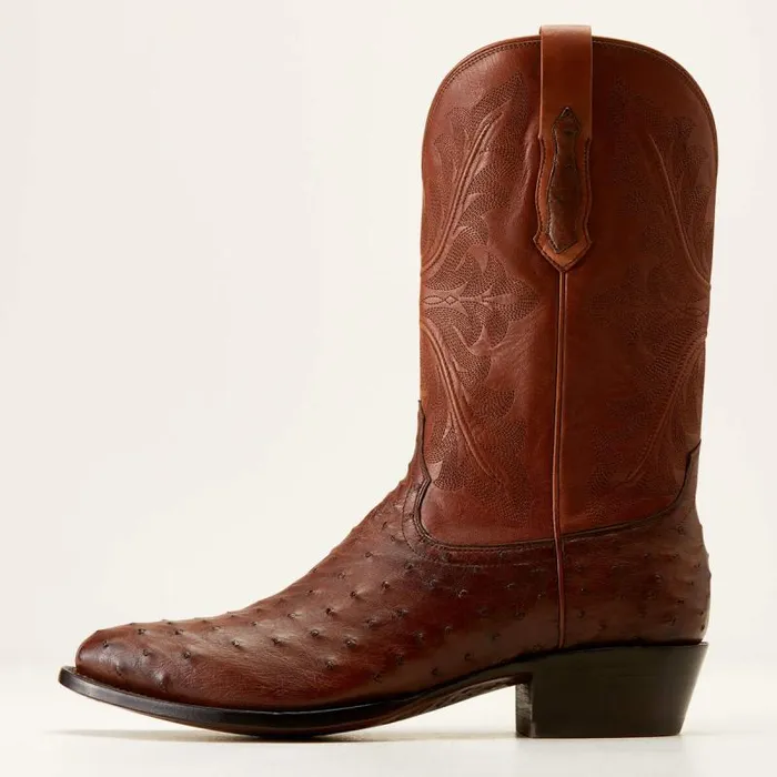 Men Western Boots Ariat Bench Made James Western Boot Bourbon Full Quill Ostrich