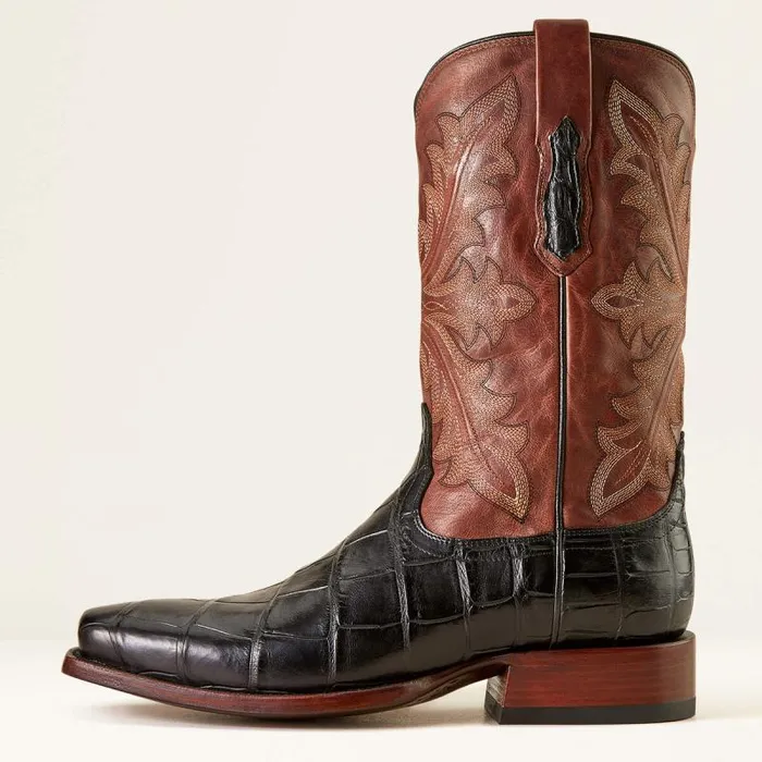 Men Western Boots Ariat Bench Made Stilwell Western Boot Black American Alligatorwhiskey Brown