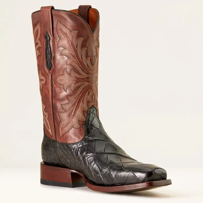 Men Western Boots Ariat Bench Made Stilwell Western Boot Black American Alligatorwhiskey Brown