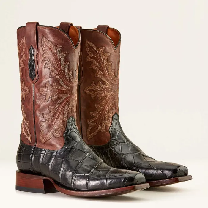 Men Western Boots Ariat Bench Made Stilwell Western Boot Black American Alligatorwhiskey Brown