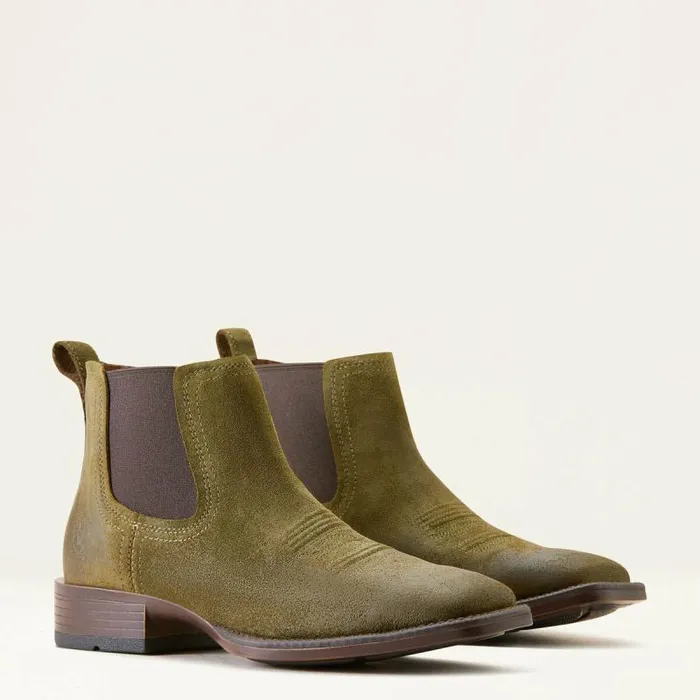 Men Western Boots Ariat Booker Ultra Western Boot Olive Suede