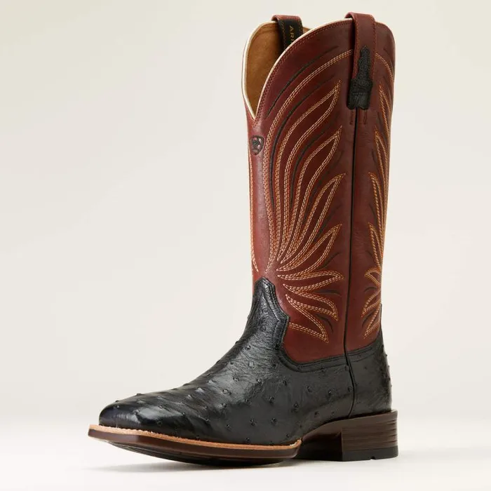 Men Western Boots Ariat Brandin039 Ultra Western Boot Jet Black Full Quill Ostrich