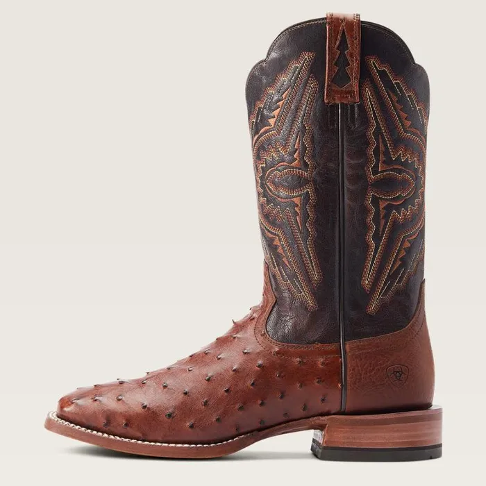 Men Western Boots Ariat Broncy Western Boot Cinnamon Full Quill Ostrich