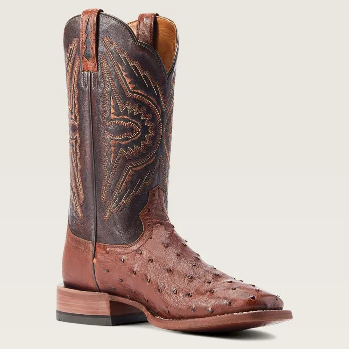 Men Western Boots Ariat Broncy Western Boot Cinnamon Full Quill Ostrich