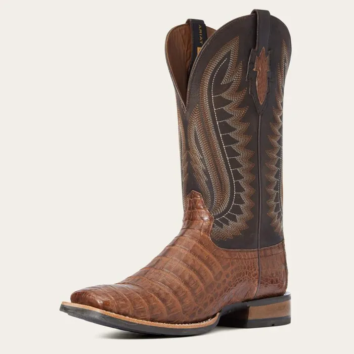 Men Western Boots Ariat Double Down Western Boot Caramel Caiman Belly