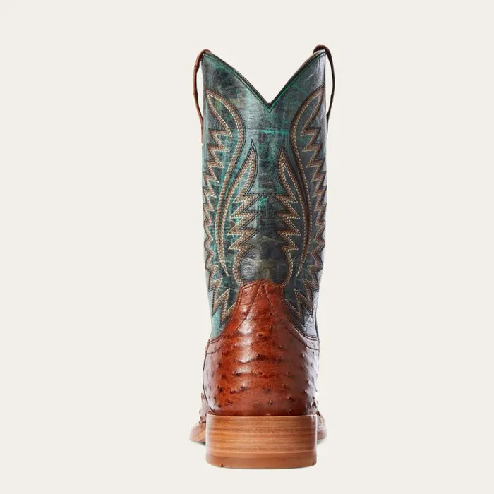 Men Western Boots Ariat Gallup Western Boot Brandy Full Quill Ostrich