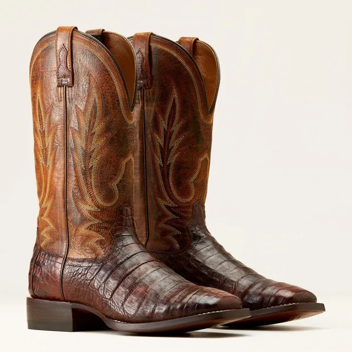 Men Western Boots Ariat Gunslinger Cowboy Boot Dark Amber Caiman Bellyhotfire Rust