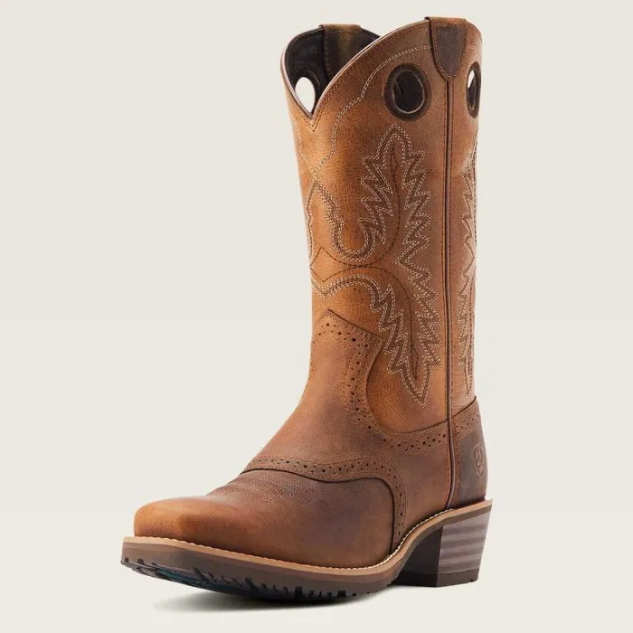 Men Western Boots Ariat Hybrid Roughstock Square Toe Cowboy Boot Sorrel Crunch Men Western Boots Ariat Hybrid Roughstock Square Toe Cowboy Boot Sorrel Crunch