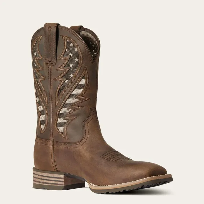 Men Western Boots Ariat Hybrid VentTEK Western Boot Distressed Brown