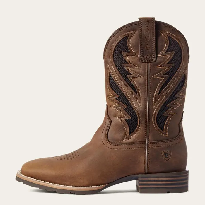 Men Western Boots Ariat Hybrid VentTEK Western Boot Distressed Tan Men Western Boots Ariat Hybrid VentTEK Western Boot Distressed Tan