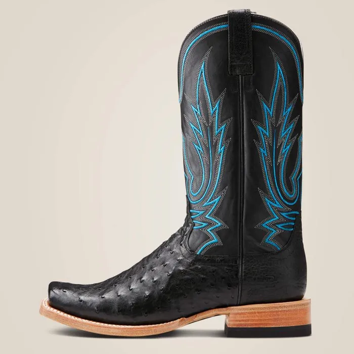 Men Western Boots Ariat Relentless All Around Western Boot Black Full Quill Ostrich