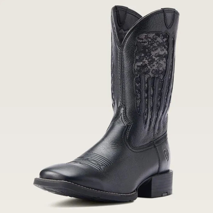 Men Western Boots Ariat Sport My Country VentTEK Western Boot Black Deertan
