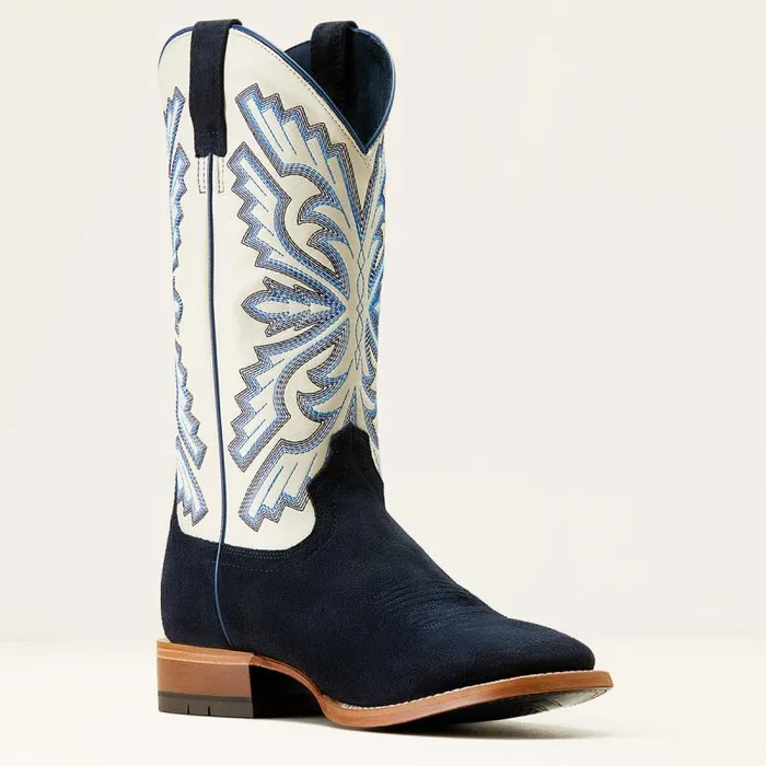 Men Western Boots Ariat Sting Cowboy Boot Indigo Roughoutblanco