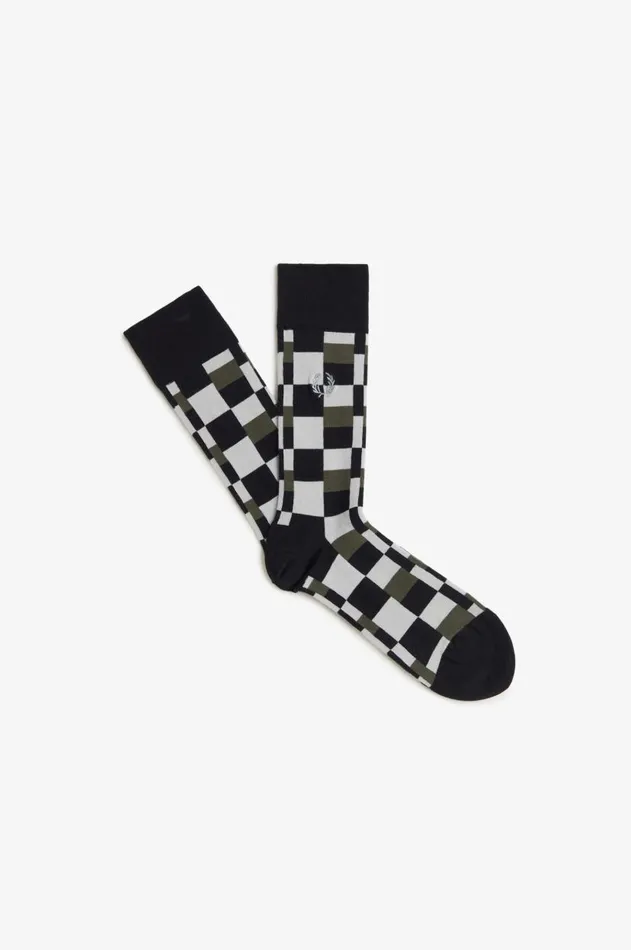 MenWomen Other Accessories Fred Perry Glitch Print Brushed Sock Black