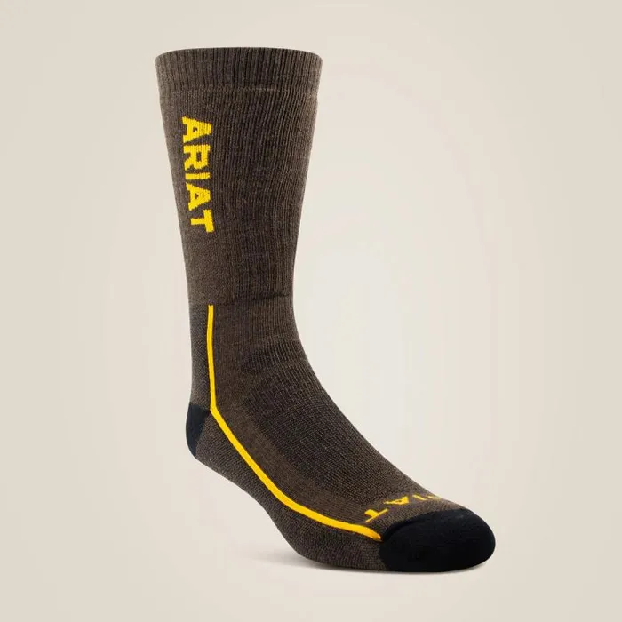 MenWomen Socks Ariat Heavyweight Merino Wool Steel Toe Performance Work Sock Brown MenWomen Socks Ariat Heavyweight Merino Wool Steel Toe Performance Work Sock Brown